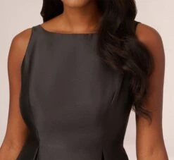 Adrianna Papell Sleeveless Mikado Fit And Flare Midi Dress With V-Back In Black -Allure Attire 041899070 BLK Regular Detail