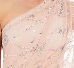 Adrianna Papell One Shoulder Beaded Gown In Blush -Allure Attire 09186032 BLS Regular Detail