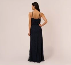 Adrianna Papell Art Deco Beaded Blouson Gown In Navy Black 9 Adrianna Papell Art Deco Beaded Blouson Gown In Navy Black -Allure Attire 091866700 AI410 Regular Back