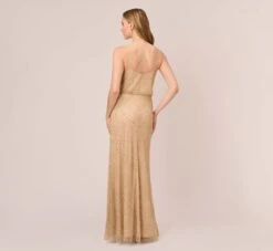 Adrianna Papell Art Deco Beaded Blouson Gown In Champ Gold 9 Adrianna Papell Art Deco Beaded Blouson Gown In Champ Gold -Allure Attire 091866700 CPG Regular Back