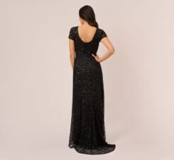 Adrianna Papell Scoop Back Sequin Gown In Black 9 Adrianna Papell Scoop Back Sequin Gown In Black -Allure Attire 091874600 AA002 Regular Back