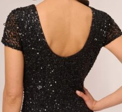 Adrianna Papell Scoop Back Sequin Gown In Black 10 Adrianna Papell Scoop Back Sequin Gown In Black -Allure Attire 091874600 AA002 Regular Lifestyle