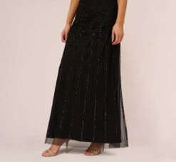 Adrianna Papell Short Sleeve Blouson Beaded Gown In Black -Allure Attire 191906600 AA002 Regular Lifestyle