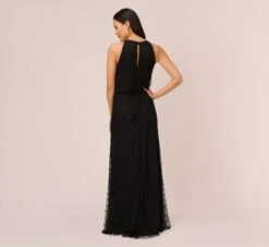 Adrianna Papell Art Deco Beaded Blouson Dress With Halter Neckline In Black Black 9 Adrianna Papell Art Deco Beaded Blouson Dress With Halter Neckline In Black Black -Allure Attire 191914100 BD002 Regular Back