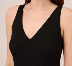 Adrianna Papell Sleeveless Tailored Jumpsuit With Wide Leg In Black -Allure Attire AP1D102818 AA002 Regular Detail