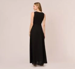 Adrianna Papell Colorblock Jumpsuit With Skirt Overlay In Black Ivory 9 Adrianna Papell Colorblock Jumpsuit With Skirt Overlay In Black Ivory -Allure Attire AP1D102896 AA019 Regular Back