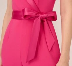 Adrianna Papell Sleeveless Crepe Jumpsuit With Tuxedo Collar In Cabaret Pink 11 Adrianna Papell Sleeveless Crepe Jumpsuit With Tuxedo Collar In Cabaret Pink -Allure Attire AP1D103562 AN672 Regular Lifestyle