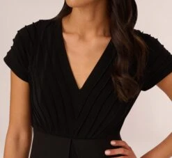 Adrianna Papell Cropped Jumpsuit With Pintuck Bodice In Black 9 Adrianna Papell Cropped Jumpsuit With Pintuck Bodice In Black -Allure Attire AP1D103893 AA002 Regular Detail