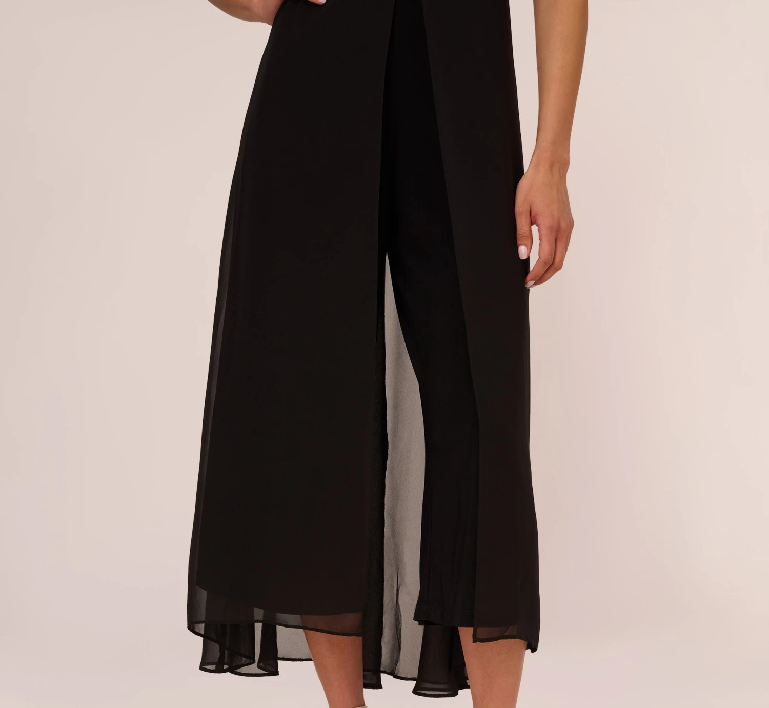 Adrianna Papell Cropped Jumpsuit With Pintuck Bodice In Black 5 Adrianna Papell Cropped Jumpsuit With Pintuck Bodice In Black - Image 5