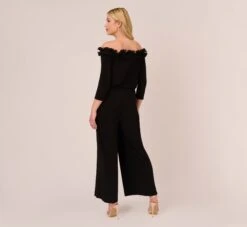 Adrianna Papell Plus Size Signature Blouson Jumpsuit In Black -Allure Attire AP1D104323 AA002 Plus Back