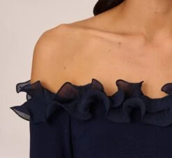 Adrianna Papell Signature Blouson Jumpsuit In Navy -Allure Attire AP1D104323 AA412 Regular Detail