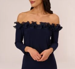 Adrianna Papell Signature Blouson Jumpsuit In Navy -Allure Attire AP1D104323 AA412 Regular Lifestyle