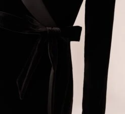 Adrianna Papell Long Sleeve Velvet Tuxedo Dress In Black -Allure Attire AP1D104349 AA002 Regular Lifestyle