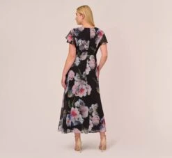 Adrianna Papell Plus Size Floral Printed Jumpsuit In Black Multi -Allure Attire AP1D104440 AA963 Plus Back