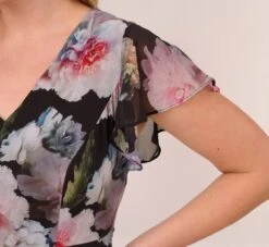 Adrianna Papell Plus Size Floral Printed Jumpsuit In Black Multi -Allure Attire AP1D104440 AA963 Plus Detail