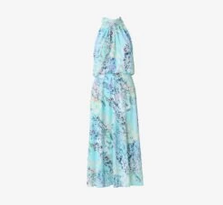 Adrianna Papell Floral Mock Neck Midi Dress In Light Blue Multi -Allure Attire AP1D104505 AB481 Regular Flat