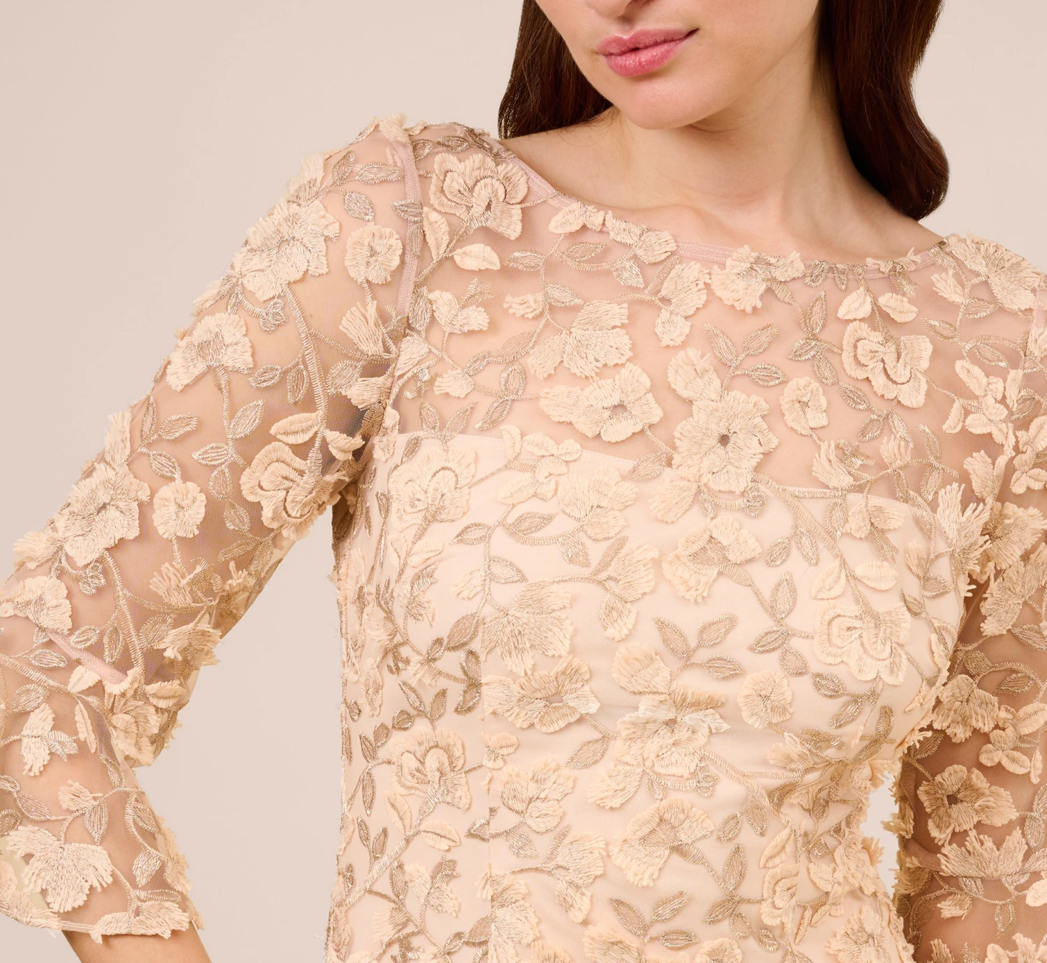 Adrianna Papell Metallic Embroidered Sheath Dress In Blush 3 Adrianna Papell Metallic Embroidered Sheath Dress In Blush - Image 3