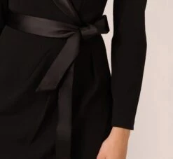 Adrianna Papell Knit Crepe Tuxedo Sheath Dress In Black -Allure Attire AP1D104560 AA002 Regular Detail