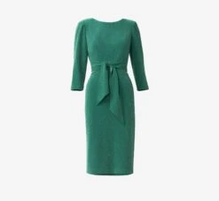 Adrianna Papell Metallic Knit Dress In Hunter -Allure Attire AP1D104562 AE303 Regular Flat