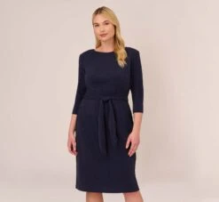 Adrianna Papell Plus Size Metallic Knit Dress In Light Navy