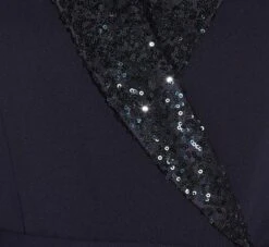 Adrianna Papell Sequin Collar Tuxedo Dress In Midnight -Allure Attire AP1D104563 AB411 Regular Detail