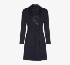 Adrianna Papell Sequin Collar Tuxedo Dress In Midnight -Allure Attire AP1D104563 AB411 Regular Flat