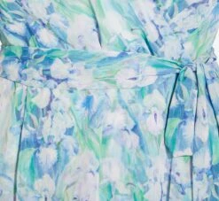 Adrianna Papell Plus Size Floral-Printed Chiffon Short Dress In Blue Multi -Allure Attire AP1D104650 AA461 Plus Detail