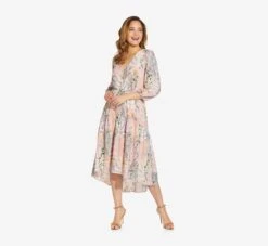 Adrianna Papell Floral-Print Chiffon Short Dress In Blush Multi 9 Adrianna Papell Floral-Print Chiffon Short Dress In Blush Multi -Allure Attire AP1D104655 AM970 Regular Alternate