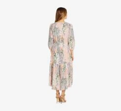 Adrianna Papell Floral-Print Chiffon Short Dress In Blush Multi 8 Adrianna Papell Floral-Print Chiffon Short Dress In Blush Multi -Allure Attire AP1D104655 AM970 Regular Back