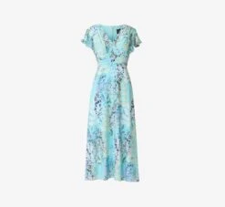 Adrianna Papell Floral-Print Fit-And-Flare Midi-Length Chiffon Dress In Light Blue Multi 9 Adrianna Papell Floral-Print Fit-And-Flare Midi-Length Chiffon Dress In Light Blue Multi -Allure Attire AP1D104656 AB481 Regular Flat
