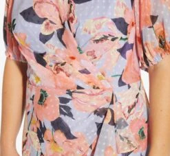 Adrianna Papell Plus Size Floral-Printed Clip Dot Chiffon Midi-Length Cocktail Dress In Opal Coral Multi -Allure Attire AP1D104709 AG498 Plus Detail