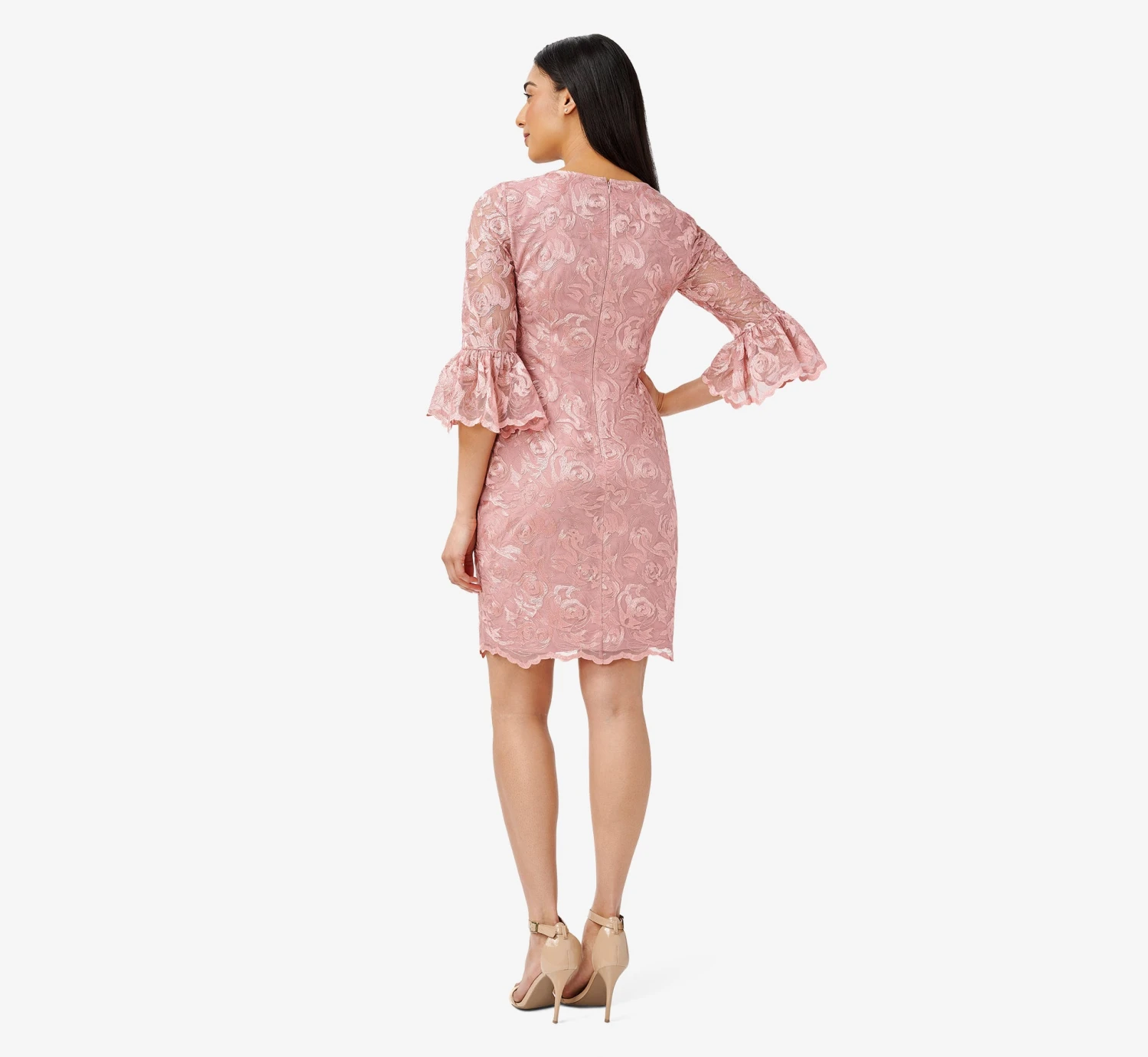 Adrianna Papell Floral Embroidered Short Sheath Cocktail Dress In Rose 2 Adrianna Papell Floral Embroidered Short Sheath Cocktail Dress In Rose - Image 2