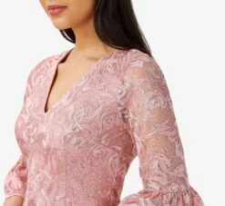 Adrianna Papell Floral Embroidered Short Sheath Cocktail Dress In Rose 7 Adrianna Papell Floral Embroidered Short Sheath Cocktail Dress In Rose -Allure Attire AP1D104711 AF694 Regular Detail