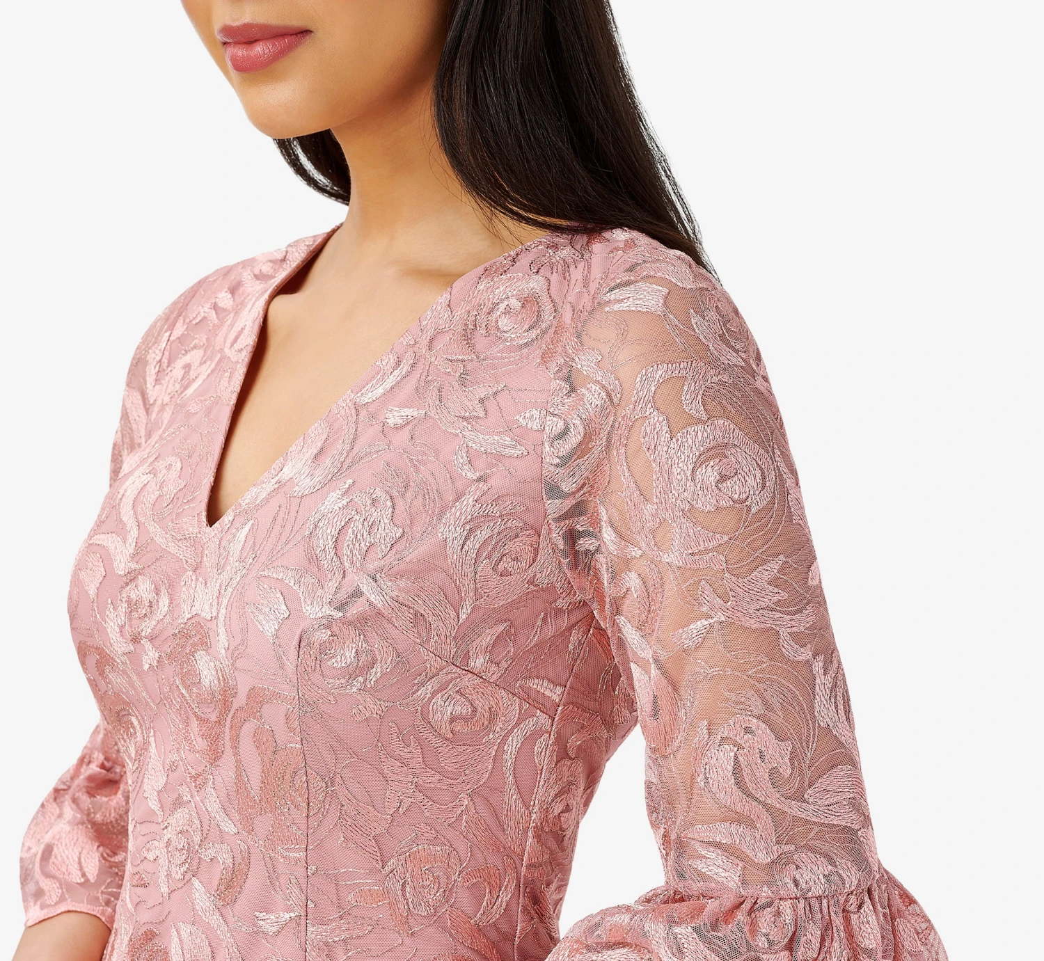 Adrianna Papell Floral Embroidered Short Sheath Cocktail Dress In Rose 4 Adrianna Papell Floral Embroidered Short Sheath Cocktail Dress In Rose - Image 4