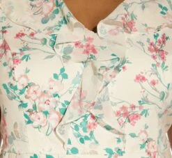 Adrianna Papell Plus Size Floral-Print Twill/Chiffon Ruffled Short Sheath Dress In Alabaster Multi -Allure Attire AP1D104738 AH105 Plus Detail