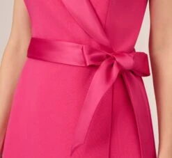 Adrianna Papell Crepe Tuxedo Short Faux Wrap Dress In Cabaret Pink -Allure Attire AP1D104838 AN672 Regular Lifestyle