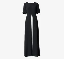 Adrianna Papell Colorblock Gauzy Crepe Jumpsuit With Skirt Overlay In Black Ivory 8 Adrianna Papell Colorblock Gauzy Crepe Jumpsuit With Skirt Overlay In Black Ivory -Allure Attire AP1D104839 AA019 Regular Flat