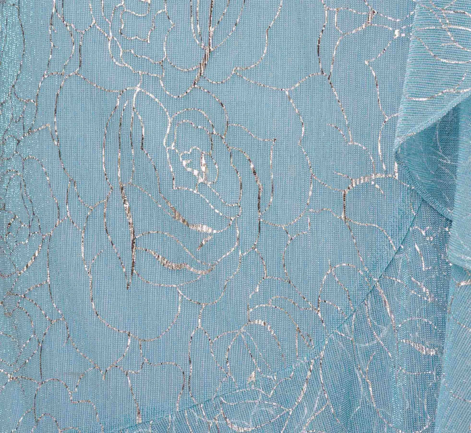 Adrianna Papell Floral Metallic Stencil Midi-Length Mermaid Dress With Capelet In Light Blue 6 Adrianna Papell Floral Metallic Stencil Midi-Length Mermaid Dress With Capelet In Light Blue - Image 6