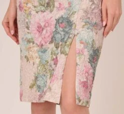 Adrianna Papell Floral Matelasse Sheath Dress With Draped Details In Marble Multi 14 Adrianna Papell Floral Matelasse Sheath Dress With Draped Details In Marble Multi -Allure Attire AP1D104940 AA291 Regular Lifestyle