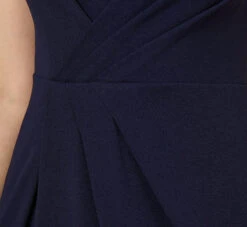 Adrianna Papell Stretch Knit Crepe Draped Illusion Short Faux Wrap Dress In Midnight 9 Adrianna Papell Stretch Knit Crepe Draped Illusion Short Faux Wrap Dress In Midnight -Allure Attire AP1D104979 AB411 Regular Detail