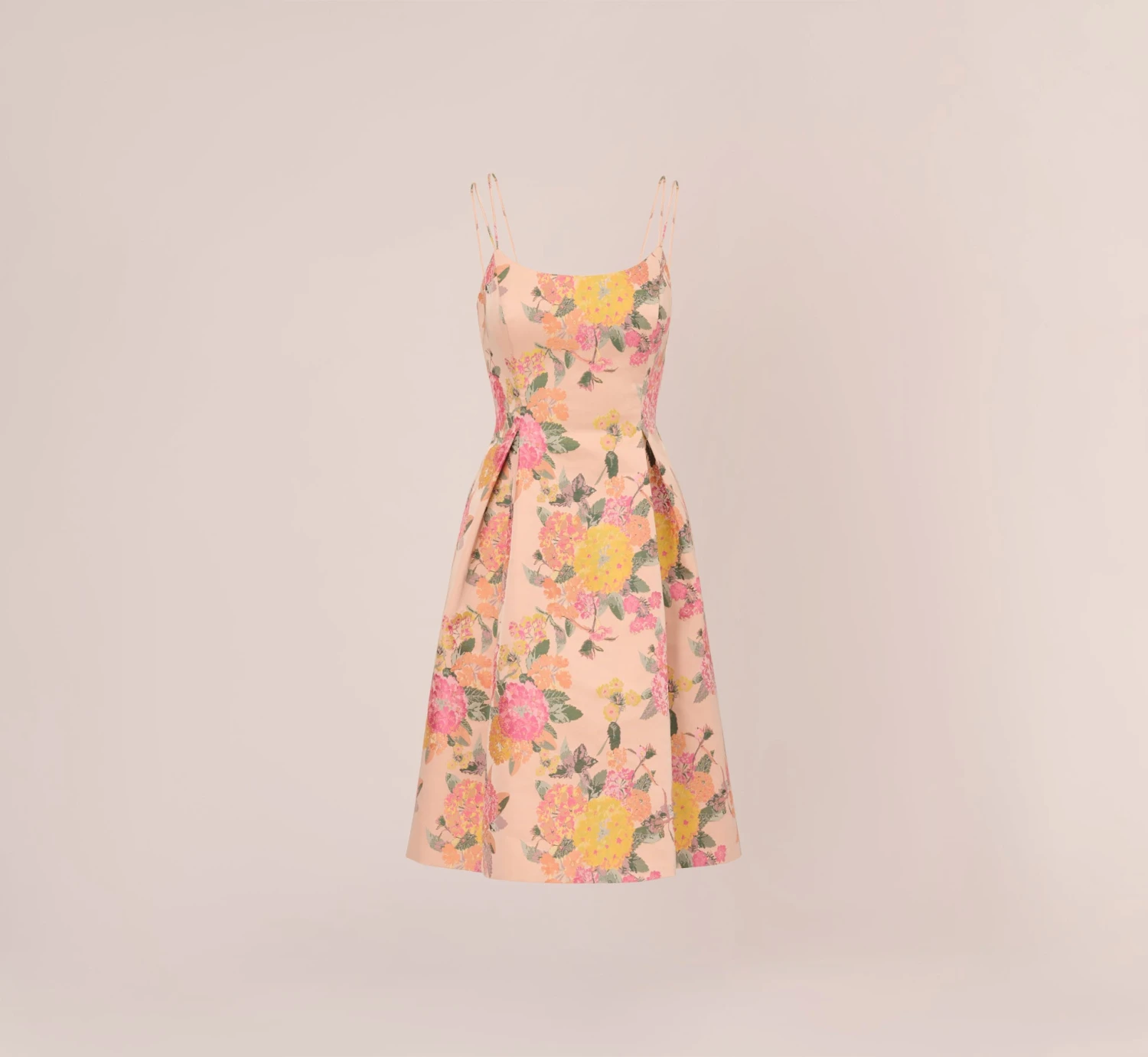 Adrianna Papell Floral Jacquard Dress With Pleated Details In Rose Multi 8 Adrianna Papell Floral Jacquard Dress With Pleated Details In Rose Multi - Image 8