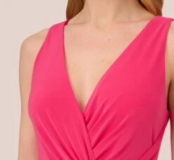 Adrianna Papell Jersey Sheath Dress With Draped Details In Cabaret Pink -Allure Attire AP1D105022 AN672 Regular Detail