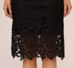 Adrianna Papell One Shoulder Lace Sheath Dress With Bow Accent In Black -Allure Attire AP1D105035 AA002 Regular Lifestyle