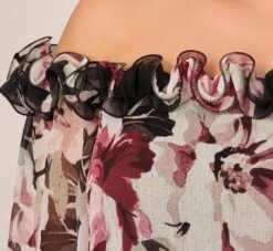 Adrianna Papell Plus Size Off The Shoulder Jumpsuit With Floral Embroidered Bodice In Black Multi -Allure Attire AP1D105037 AA963 Plus Lifestyle