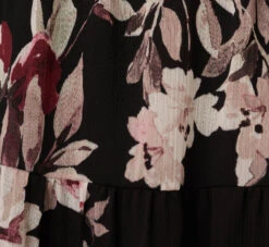 Adrianna Papell Floral Chiffon Dress With Three Quarter Length Sleeves In Black Multi -Allure Attire AP1D105038 AA963 Regular Alternate