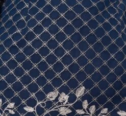 Adrianna Papell Floral Lattice Embroidered Sheath Dress With Sheer Sleeves In Navy Ivory -Allure Attire AP1D105044 BH980 Regular Alternate