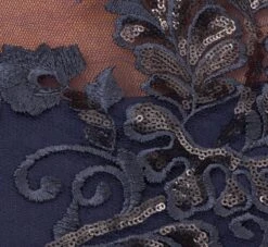 Adrianna Papell Sequin Floral Short Sleeve Dress With Popover In Navy -Allure Attire AP1D105080 AA412 Regular Alternate