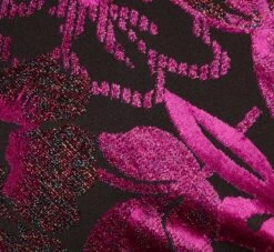 Adrianna Papell Metallic Burnout Velvet Dress With Shirred Details In Black Violet 13 Adrianna Papell Metallic Burnout Velvet Dress With Shirred Details In Black Violet -Allure Attire AP1D105146 AD505 Regular Alternate