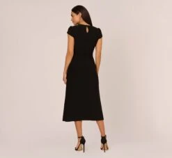 Adrianna Papell Jersey Midi Dress With Cap Sleeves In Black 9 Adrianna Papell Jersey Midi Dress With Cap Sleeves In Black -Allure Attire AP1D105151 AA002 Regular Back
