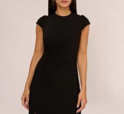 Adrianna Papell Jersey Midi Dress With Cap Sleeves In Black 8 Adrianna Papell Jersey Midi Dress With Cap Sleeves In Black -Allure Attire AP1D105151 AA002 Regular Detail